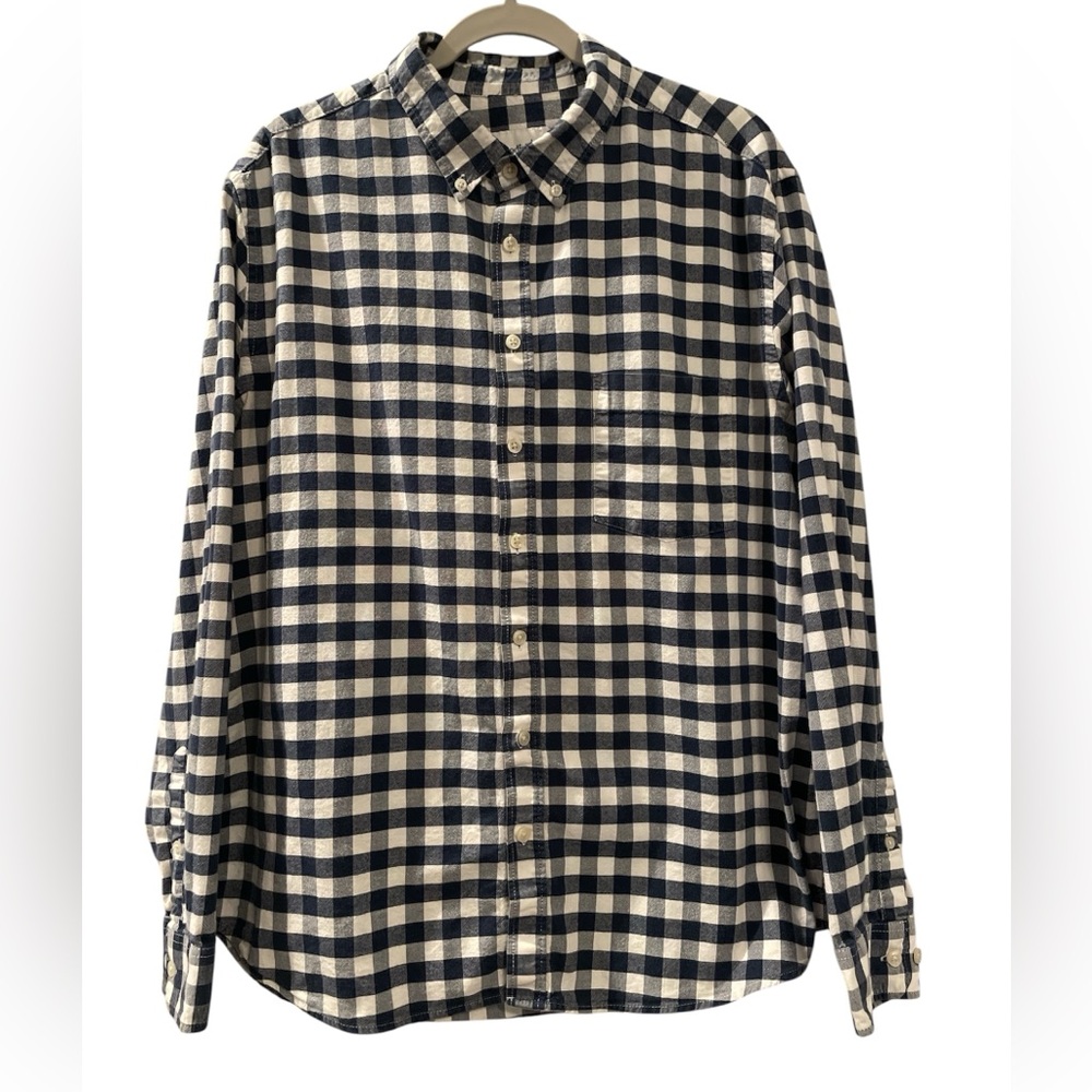 Goodfellow Men’s Long Sleeve Button Down Navy/White Gingham Size XL
